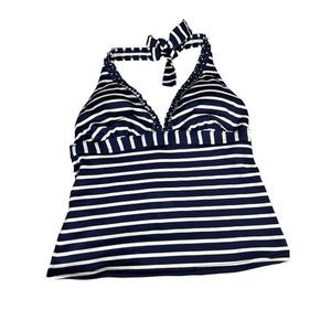 Boden blue and white striped swim top sz 6